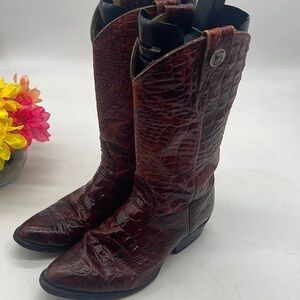 Rogers Carmel Color Alligator Embossed  Leather Boots Size 9 COW8485